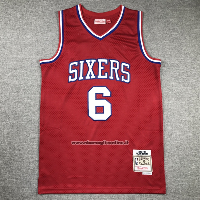 Maglia Philadelphia 76ers Julius Erving #6 Mitchell & Ness 1982-83 Rosso